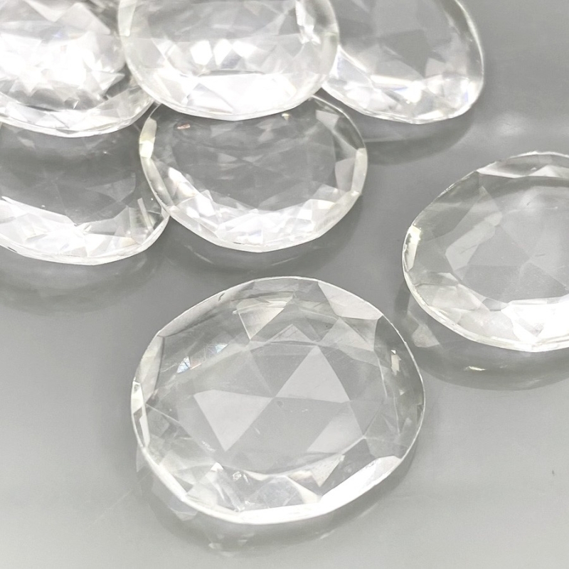 156.15 Carat Crystal Quartz 20-24mm Rose Cut Irregular Shape AAA Grade Gemstones Parcel - Total 15 Pcs.