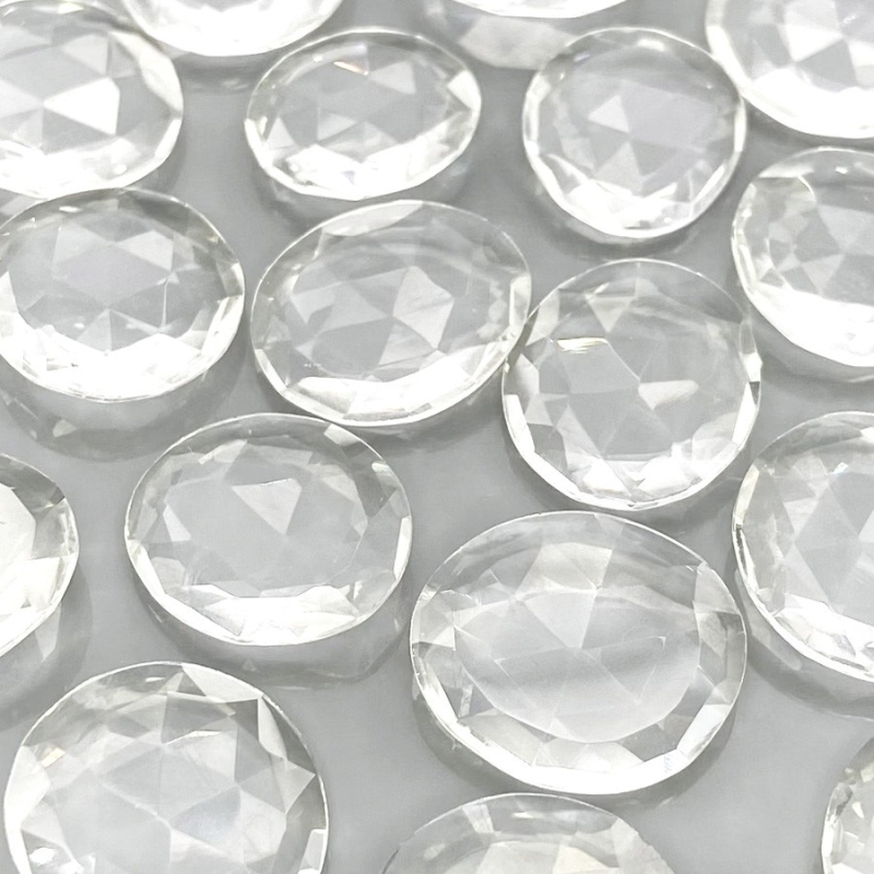 155.60 Carat Crystal Quartz 18-20mm Rose Cut Irregular Shape AAA Grade Gemstones Parcel - Total 20 Pcs.