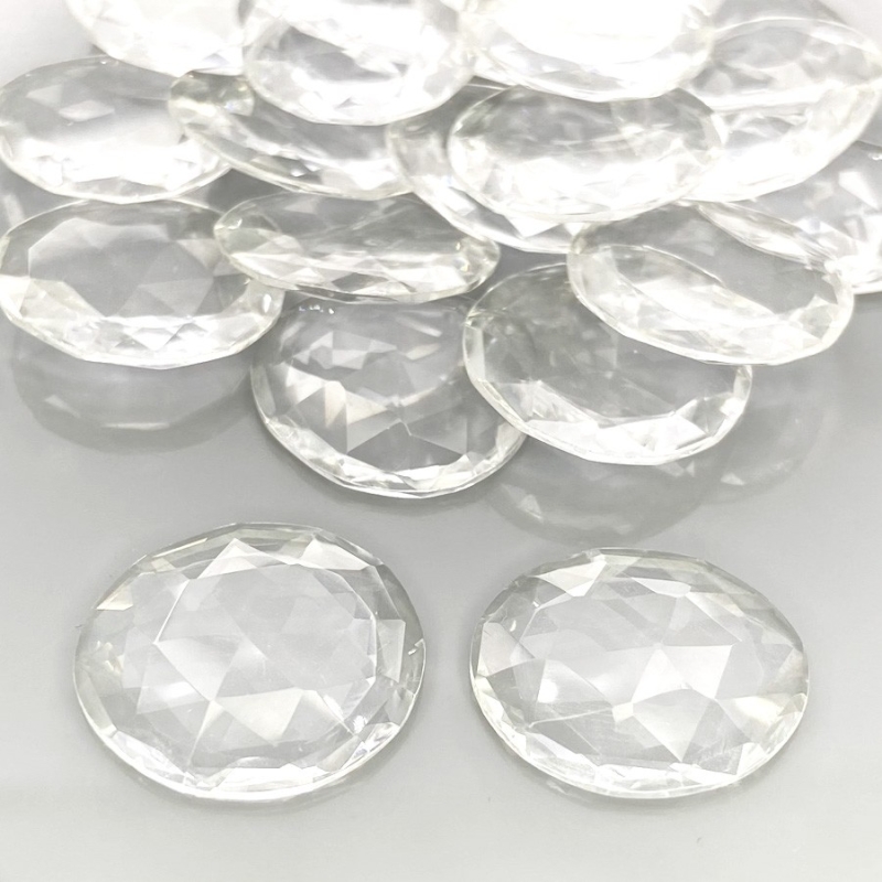 155.60 Carat Crystal Quartz 18-20mm Rose Cut Irregular Shape AAA Grade Gemstones Parcel - Total 20 Pcs.