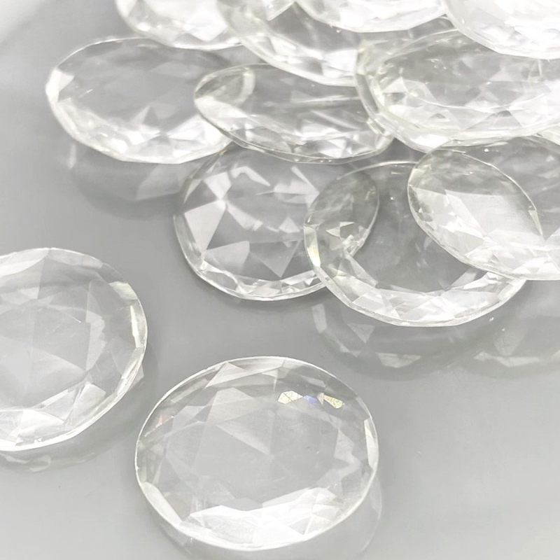155.60 Carat Crystal Quartz 18-20mm Rose Cut Irregular Shape AAA Grade Gemstones Parcel - Total 20 Pcs.