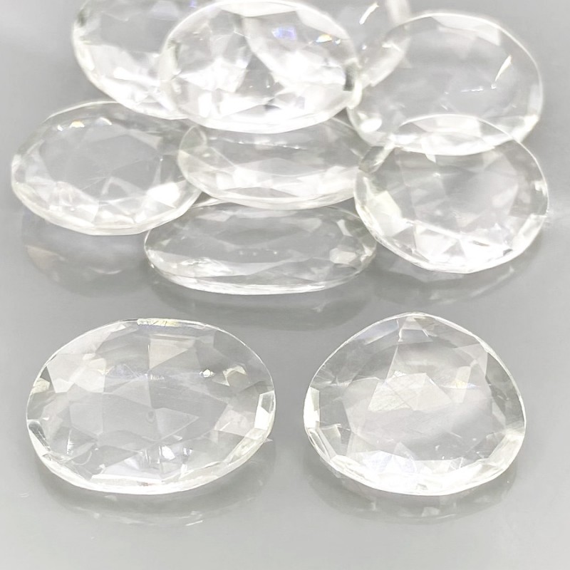 44.75 Carat Crystal Quartz 15-17mm Rose Cut Irregular Shape AAA Grade Gemstones Parcel - Total 10 Pcs.