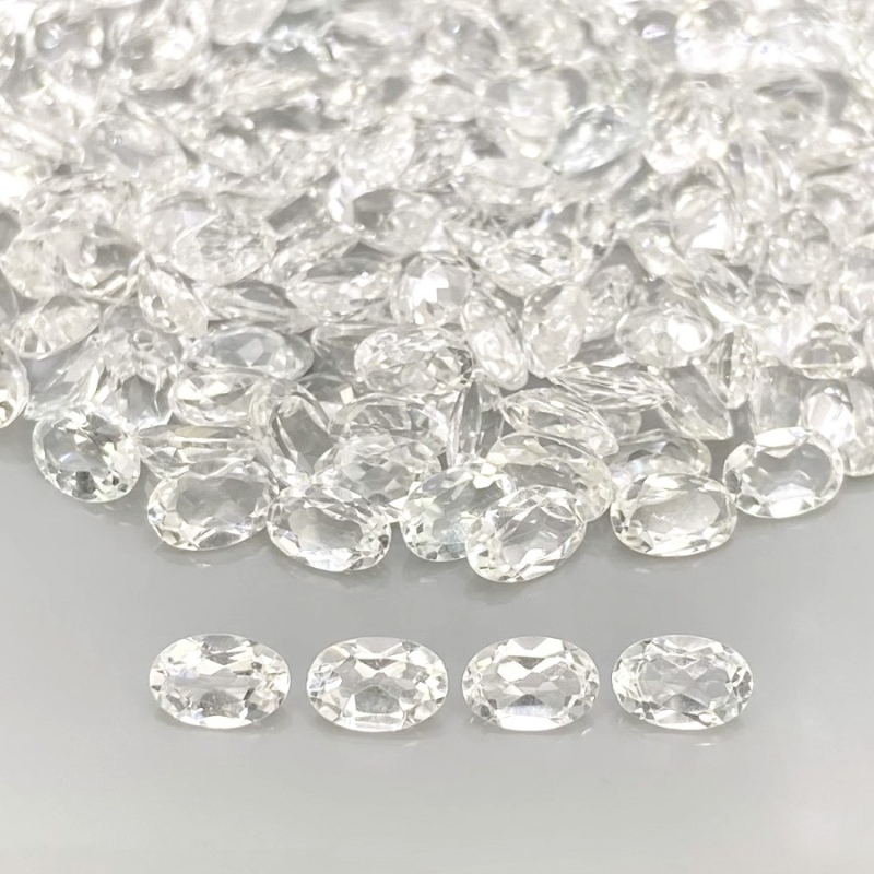 103.10 Cts. White Topaz 6x4mm Faceted Oval Shape AAA Grade Gemstones Parcel - Total 204 Pcs.