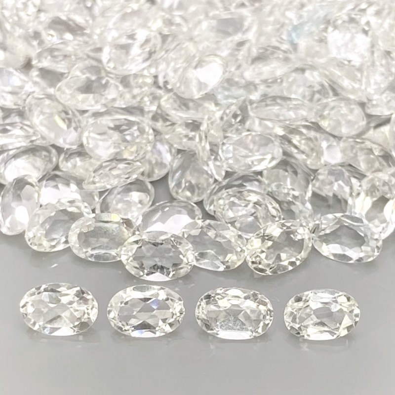 101.55 Cts. White Topaz 6x4mm Faceted Oval Shape AAA Grade Gemstones Parcel - Total 200 Pcs.