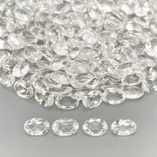 102 Cts. White Topaz 6x4mm Faceted Oval Shape AAA Grade Gemstones Parcel - Total 200 Pcs.