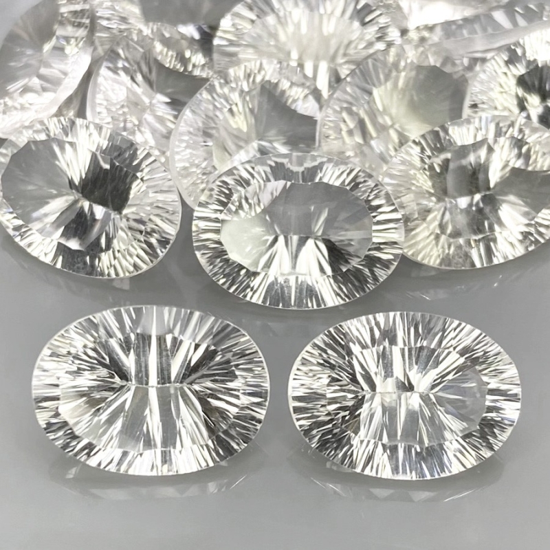 182.75 Cts. Crystal Quartz 18x13mm Diamond Cut Oval Shape AAA Grade Gemstones Parcel - Total 17 Pcs.