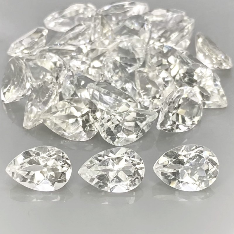 67.25 Cts. White Topaz 10x7mm Faceted Pear Shape AAA Grade Gemstones Parcel - Total 28 Pcs.