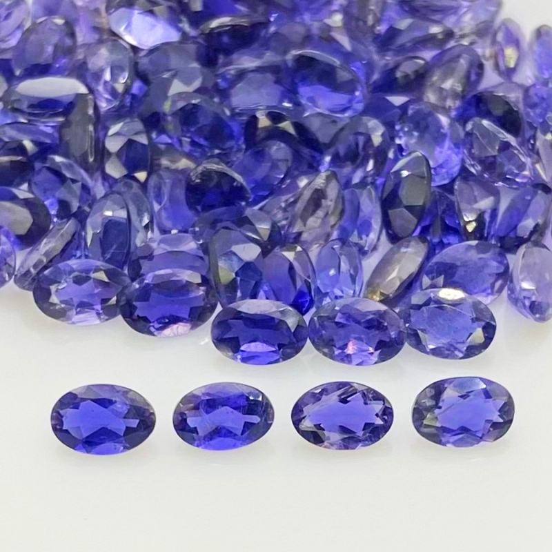 40.90 Cts. Iolite 6x4mm Faceted Oval Shape AA Grade Gemstones Parcel - Total 105 Pcs.