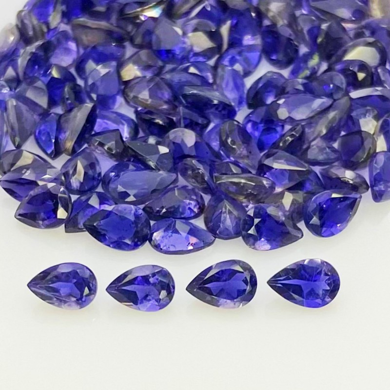 38.75 Cts. Iolite 6x4mm Faceted Pear Shape AA Grade Gemstones Parcel - Total 111 Pcs.
