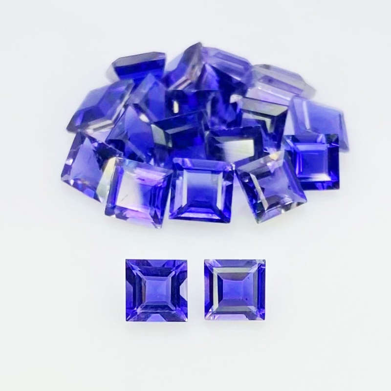 10.90 Cts. Iolite 5mm Step Cut Square Shape AAA Grade Gemstones Parcel - Total 20 Pcs.