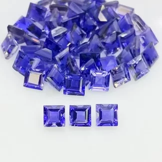 17.65 Cts. Iolite 4mm Step Cut Square Shape AAA Grade Gemstones Parcel - Total 55 Pcs.