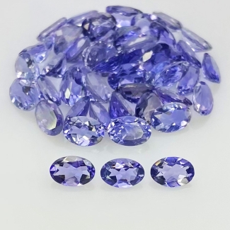 18.25 Cts. Iolite 6x4mm Faceted Oval Shape AAA Grade Gemstones Parcel - Total 48 Pcs.