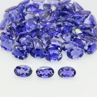 24.95 Cts. Iolite 6x4mm Faceted Oval Shape AAA Grade Gemstones Parcel - Total 65 Pcs.