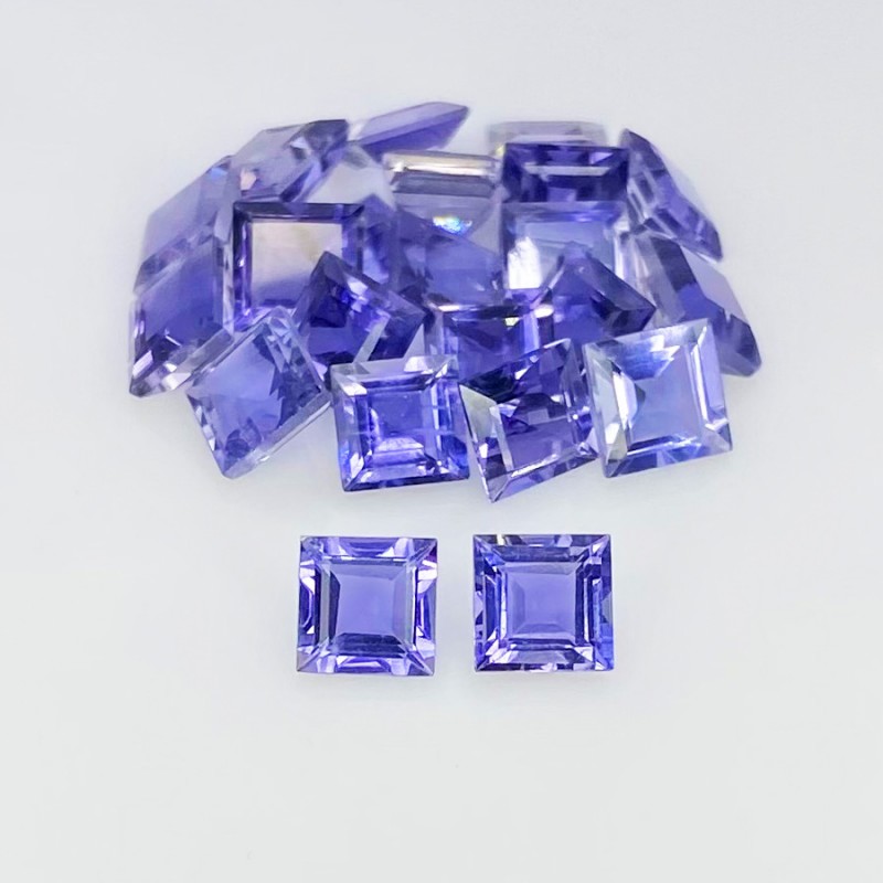 Iolite Step Cut Square Shape AAA Grade Gemstone Parcel - 5mm - 22 Pc. - 11.80 Cts.