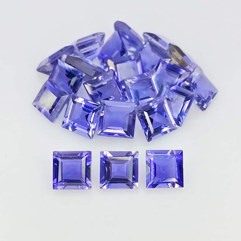 11.65 Cts. Iolite 5mm Step Cut Square Shape AAA Grade Gemstones Parcel - Total 22 Pcs.
