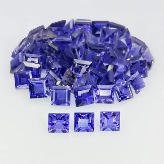 16.95 Cts. Iolite 4mm Step Cut Square Shape AAA Grade Gemstones Parcel - Total 55 Pcs.