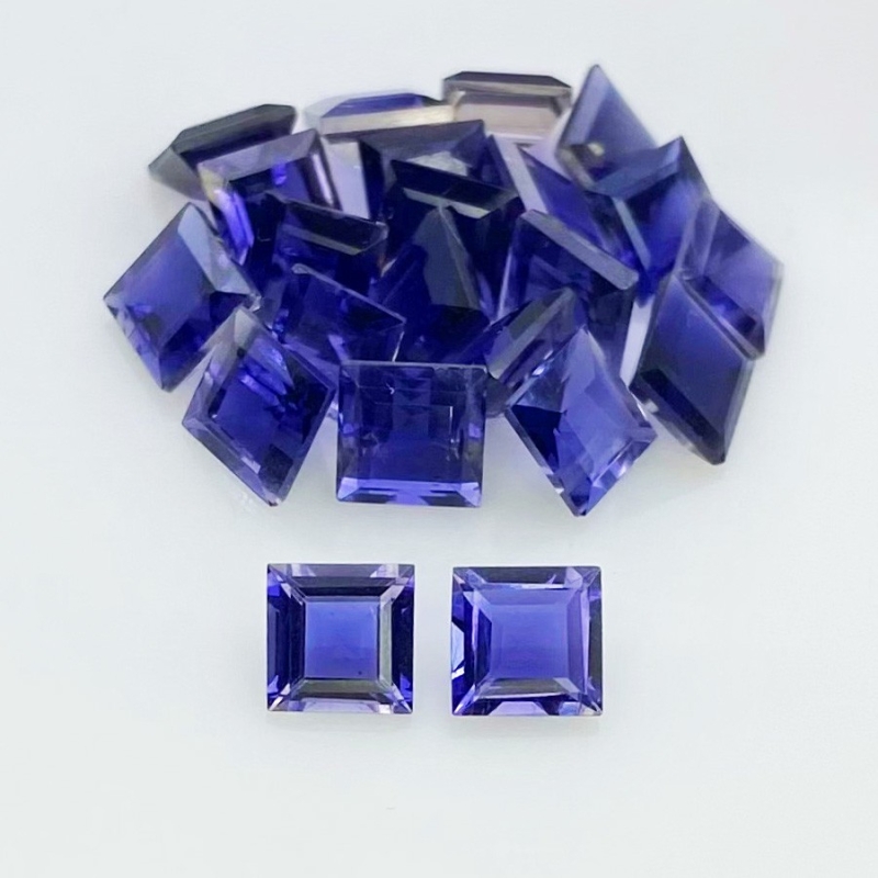 11.60 Cts. Iolite 5mm Step Cut Square Shape AAA Grade Gemstones Parcel - Total 22 Pcs.