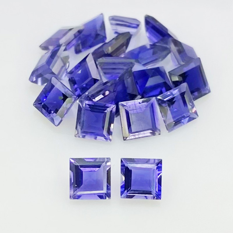 Iolite Step Cut Square Shape AAA Grade Gemstone Parcel - 5mm - 20 Pc. - 10.90 Cts.