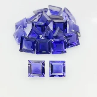 11.05 Cts. Iolite 5mm Step Cut Square Shape AAA Grade Gemstones Parcel - Total 20 Pcs.