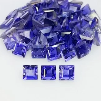 17.25 Cts. Iolite 4mm Step Cut Square Shape AAA Grade Gemstones Parcel - Total 55 Pcs.
