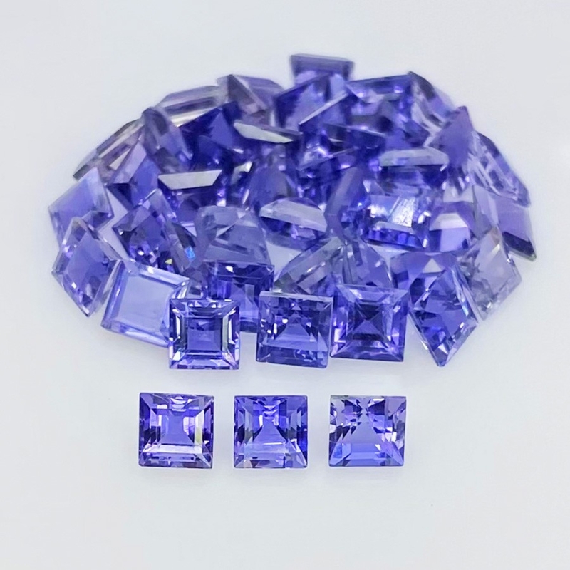 14.70 Cts. Iolite 4mm Step Cut Square Shape AAA Grade Gemstones Parcel - Total 45 Pcs.