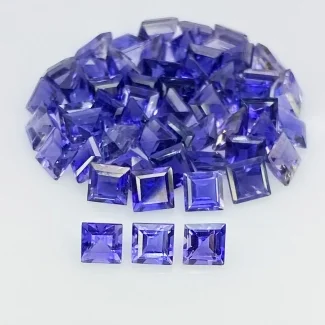 16.40 Cts. Iolite 4mm Step Cut Square Shape AAA Grade Gemstones Parcel - Total 54 Pcs.