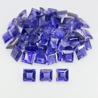 16.75 Cts. Iolite 4mm Step Cut Square Shape AAA Grade Gemstones Parcel - Total 55 Pcs.
