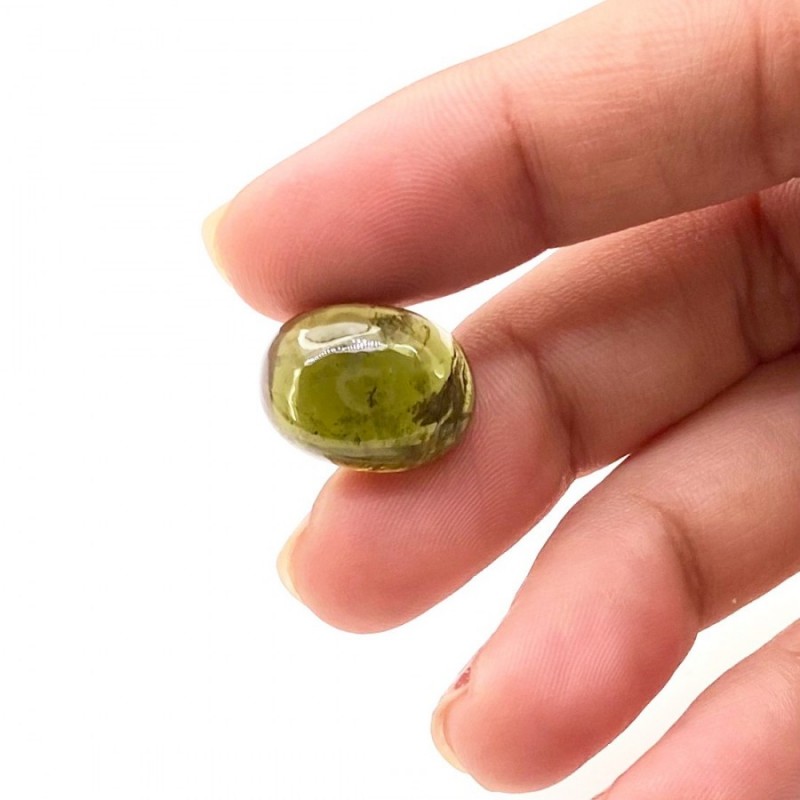 11.61 Cts. Green Tourmaline 15.5x12mm Smooth Oval Shape A Grade Loose Cabochon - Total 1 Pc.