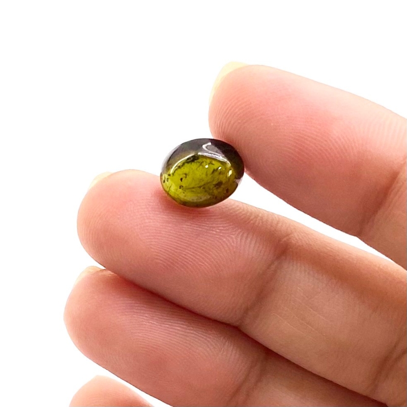 3.14 Cts. Green Tourmaline 10X8mm Smooth Oval Shape A Grade Loose Cabochon - Total 1 Pc.
