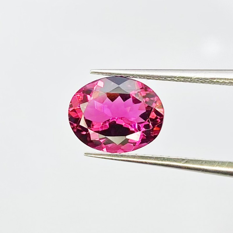  2.48 Cts. Rubellite Tourmaline 10X8mm Faceted Oval Shape AA+ Grade Loose Gemstone - Total 1 Pc.