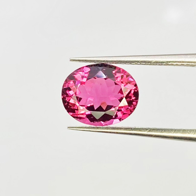  2.68 Cts. Rubellite Tourmaline 10X8mm Faceted Oval Shape AA+ Grade Loose Gemstone - Total 1 Pc.