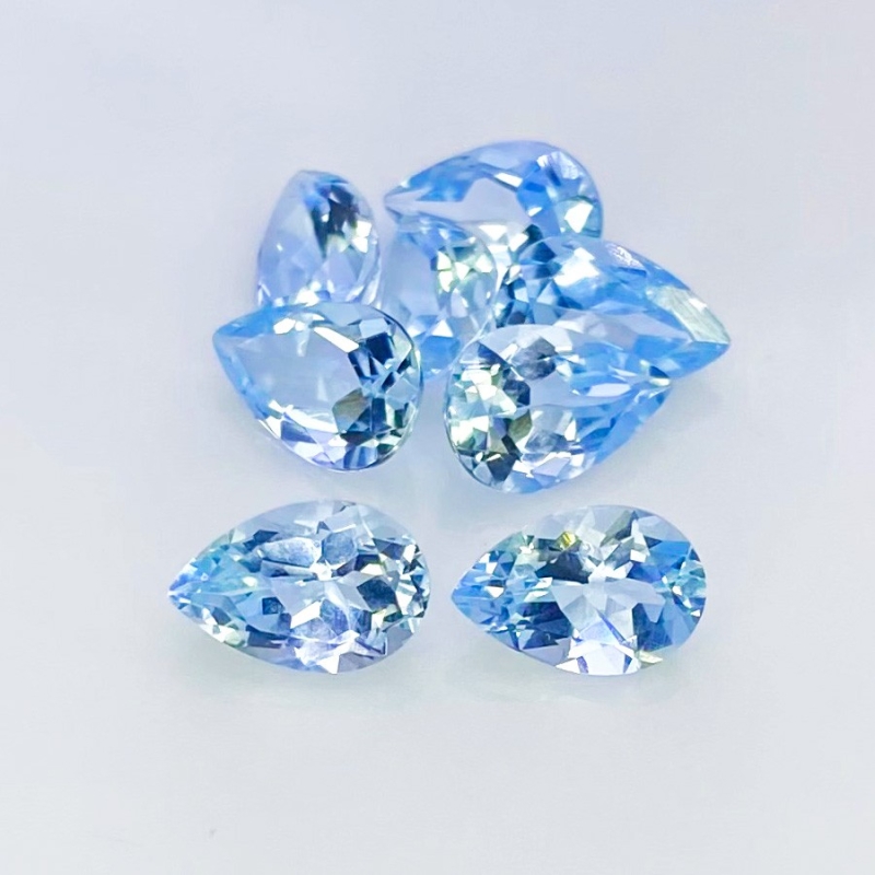 9.01 Carat Aquamarine 9x6mm Faceted Pear Shape AA Grade Gemstones Parcel - Total 8 Pcs.