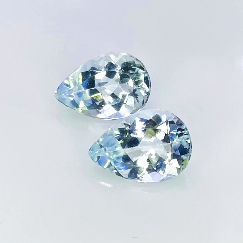 6.72 Carat Aquamarine 12.5x8.5-13x9mm Faceted Pear Shape A+ Grade Gemstones Parcel - Total 2 Pcs.
