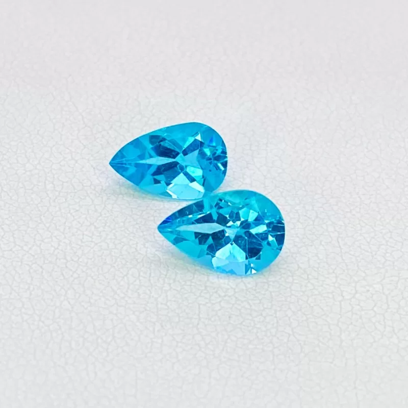 1.94 Cts. Sea Green Apatite 9x6mm Faceted Pear Shape AA+ Grade Gemstones Parcel - Total 2 Pcs.