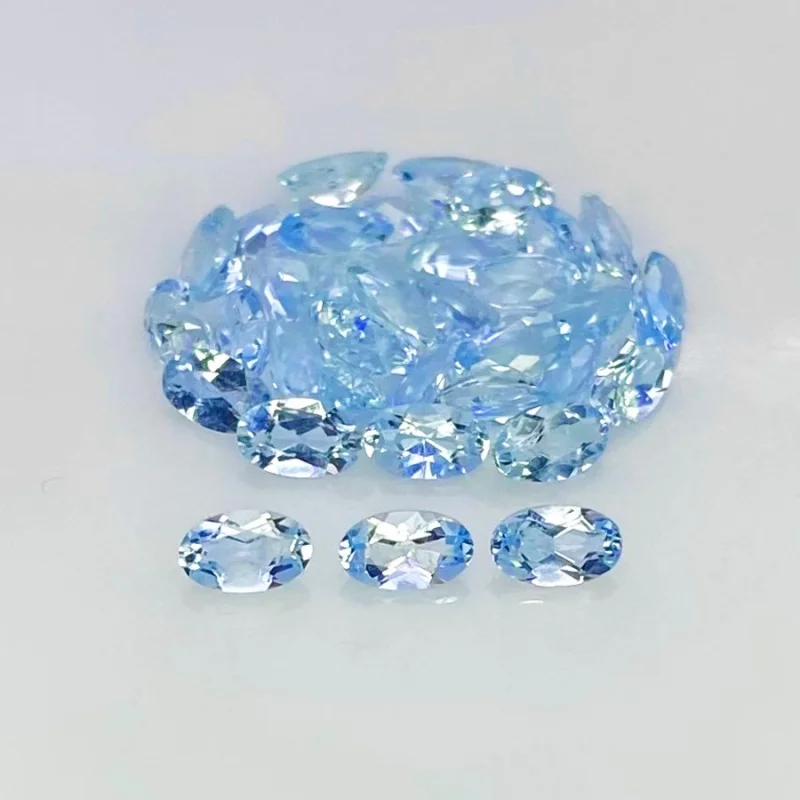 6.83 carat Aquamarine 5x3mm Faceted Oval Shape A Grade Gemstones Parcel - Total 35 Pcs.