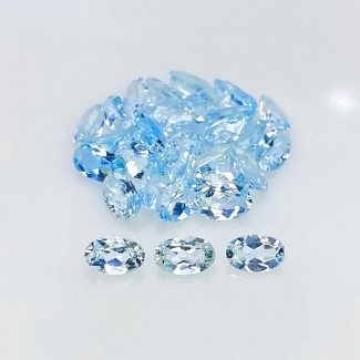 6.17 Carat Aquamarine 5x3mm Faceted Oval Shape A Grade Gemstones Parcel - Total 31 Pcs.