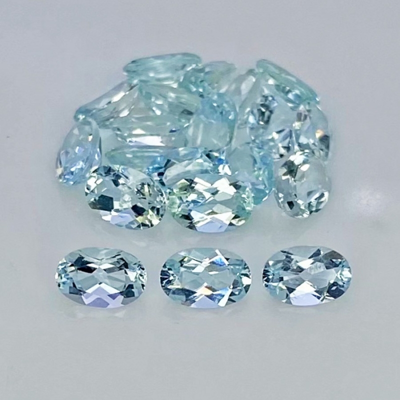 7.67 carat Aquamarine 6x4mm Faceted Oval Shape A+ Grade Gemstones Parcel - Total 20 Pcs.