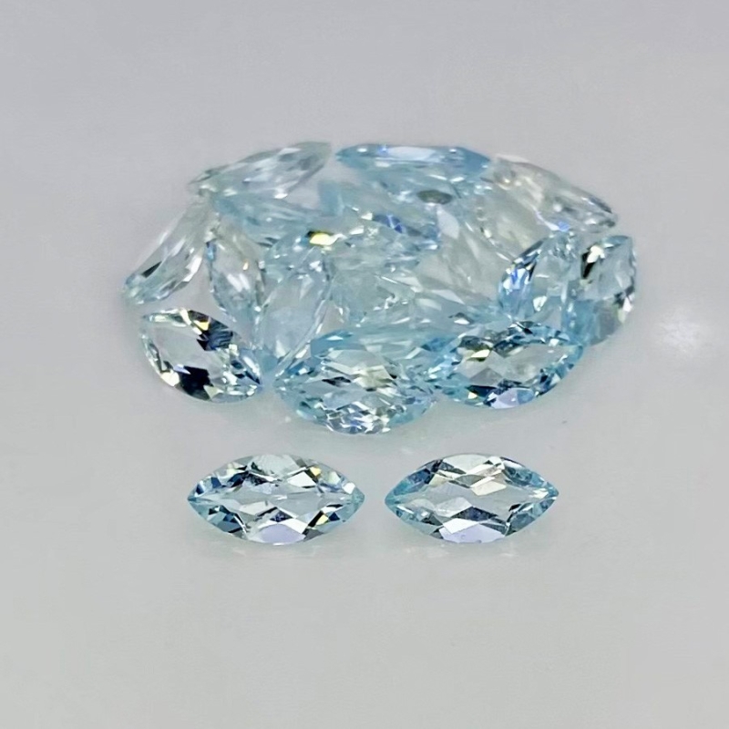 9.24 Carat Aquamarine 8x4mm Faceted Marquise Shape A+ Grade Gemstones Parcel - Total 22 Pcs.