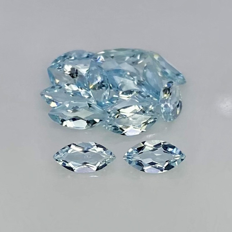 5.95 Carat Aquamarine 8x4mm Faceted Marquise Shape A+ Grade Gemstones Parcel - Total 15 Pcs.