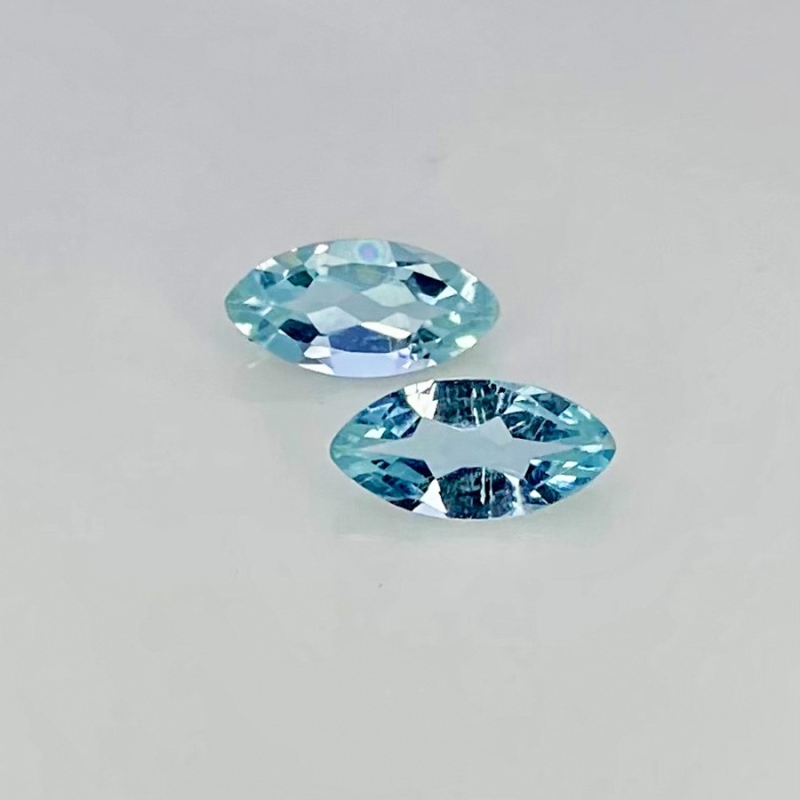 1.79 Carat Aquamarine 10x5mm Faceted Marquise Shape AA Grade Gemstones Parcel - Total 2 Pcs.