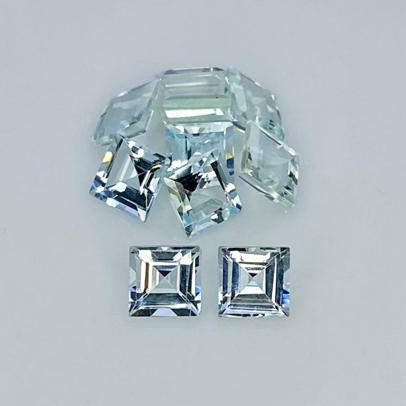 3.99 Carat Aquamarine 4.5mm Step Cut Square Shape A Grade Gemstones Parcel - Total 10 Pcs.
