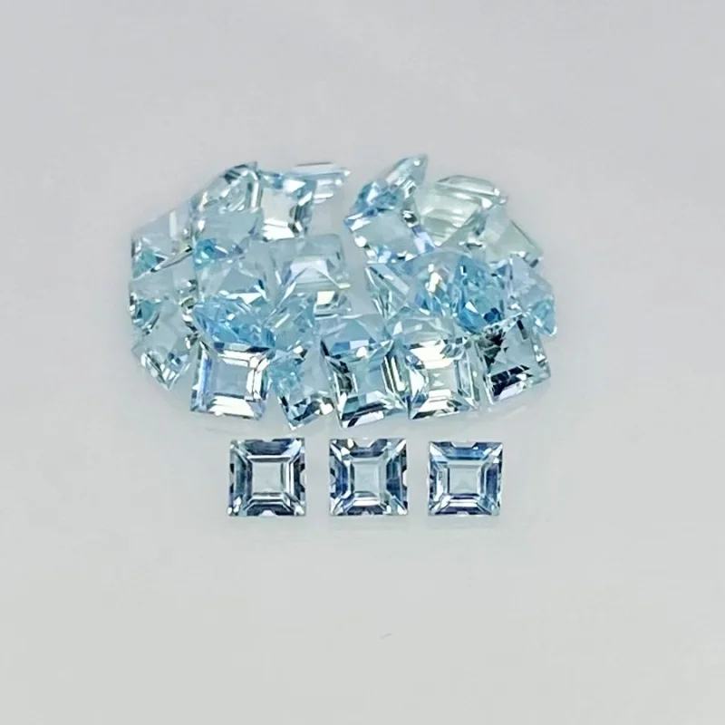 4.29 Carat Aquamarine 3mm Step Cut Square Shape AA Grade Gemstones Parcel - Total 31 Pcs.