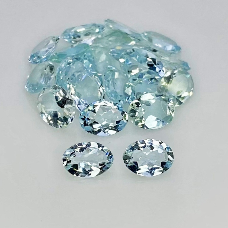 12.82 carat Aquamarine 7x5mm Faceted Oval Shape A+ Grade Gemstones Parcel - Total 22 Pcs.