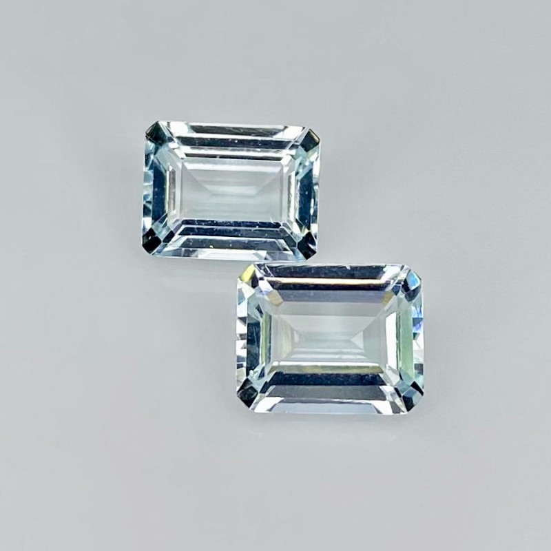 6.12 Carat Aquamarine 10x8mm Step Cut Octagon Shape A Grade Gemstones Parcel - Total 2 Pcs.