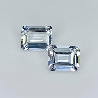 5.83 Carat Aquamarine 10x8mm Step Cut Octagon Shape A Grade Gemstones Parcel - Total 2 Pcs.