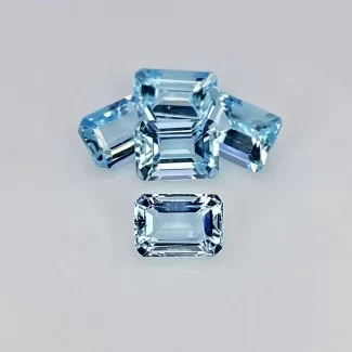 4.8 Carat Aquamarine 7x5mm Step Cut Octagon Shape AA Grade Gemstones Parcel - Total 5 Pcs.