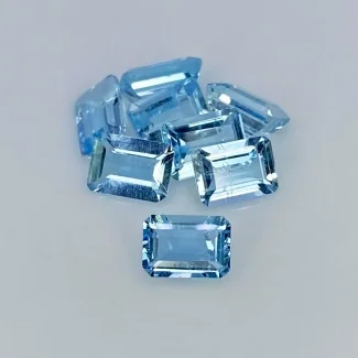 6.83 Carat Aquamarine 7x5mm Step Cut Octagon Shape A+ Grade Gemstones Parcel - Total 8 Pcs.