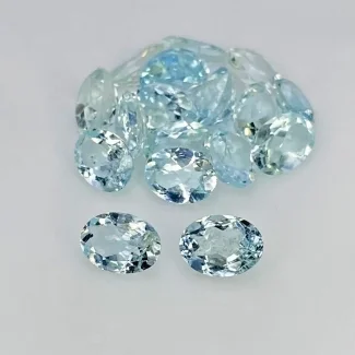11.39 carat Aquamarine 7x5mm Faceted Oval Shape A+ Grade Gemstones Parcel - Total 18 Pcs.
