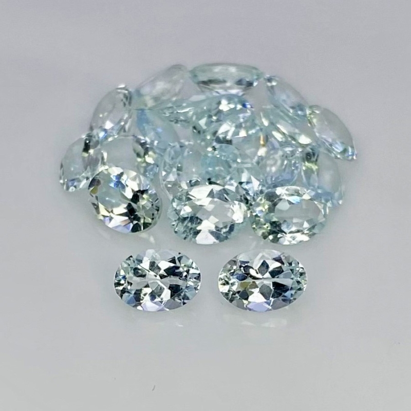 13.15 Carat Aquamarine 7x5mm Faceted Oval Shape A Grade Gemstones Parcel - Total 21 Pcs.