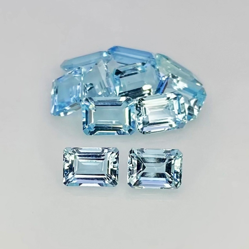 10.77 Carat Aquamarine 7x5mm Step Cut Octagon Shape AA Grade Gemstones Parcel - Total 11 Pcs.