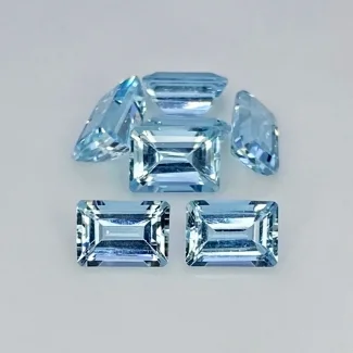 6.59 Carat Aquamarine 7x5mm Step Cut Octagon Shape AA Grade Gemstones Parcel - Total 7 Pcs.